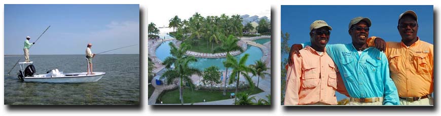 L-R: Grand Bahama bonefish flats; Our Lucaya pool; Grand Bahama Pinder Brothers